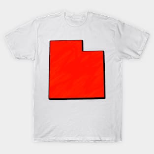 Bright Red Utah Outline T-Shirt